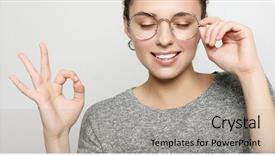  Presentation with female college student uti - PPT layouts featuring student wears grey sweater round background and a  colored foreground