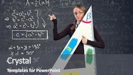  Presentation with pythagorean theorem - Cool new presentation theme with student with a big ruler backdrop and a dark gray colored foreground