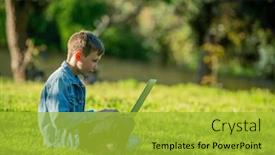  Presentation with green lawn - PPT layouts featuring student-with-a-laptop background and a yellow colored foreground