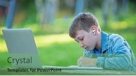  Presentation with writing notes - Presentation having student-with-a-laptop background and a seafoam green colored foreground