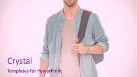  Presentation with carrying school bag - Slide deck consisting of student with a school bag background and a pink colored foreground