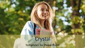  Presentation with close up baby girl knitted - Cool new PPT layouts with student with backpack carrying books backdrop and a yellow colored foreground