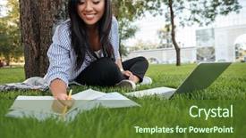  Presentation with notebook paper - Amazing theme having student with charming smile keeping backdrop and a tawny brown colored foreground