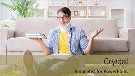  Presentation with injury - Amazing presentation design having student with neck injury preparing backdrop and a  colored foreground