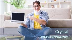  Presentation with test exam student - Audience pleasing slide deck consisting of student with neck injury preparing backdrop and a  colored foreground