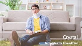  Presentation with injury - Slide set consisting of student with neck injury preparing background and a  colored foreground