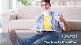  Presentation with test exam student - Audience pleasing theme consisting of student with neck injury preparing backdrop and a  colored foreground