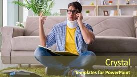  Presentation with injury - PPT layouts featuring student with neck injury preparing background and a  colored foreground