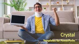  Presentation with test exam student - PPT theme with student with neck injury preparing background and a  colored foreground