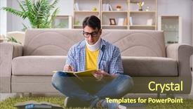  Presentation with test exam student - Cool new presentation design with student with neck injury preparing backdrop and a  colored foreground