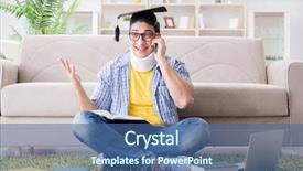  Presentation with test exam student - Cool new slides with student with neck injury preparing backdrop and a  colored foreground