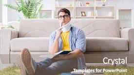  Presentation with injury - Amazing PPT layouts having student with neck injury preparing backdrop and a  colored foreground