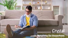  Presentation with injury - Amazing presentation design having student with neck injury preparing backdrop and a  colored foreground