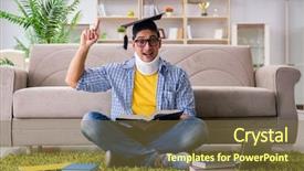  Presentation with injury - Slides featuring student with neck injury preparing background and a  colored foreground