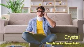  Presentation with test exam student - PPT layouts having student with neck injury preparing background and a  colored foreground