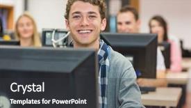  Presentation with computer room - PPT layouts featuring student with others using computer background and a  colored foreground