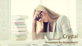  Presentation with pile - PPT layouts enhanced with student with pile of books background and a  colored foreground