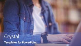  Presentation with university library - Presentation theme consisting of student-with-smartwatch-using-laptop background and a  colored foreground