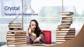  Presentation with public health stack of books - Theme having student with stack of book background and a  colored foreground