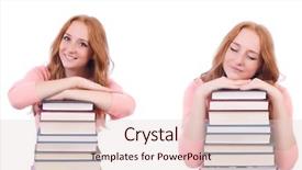  Presentation with books - Presentation having student with stacks of books background and a lemonade colored foreground