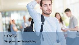  Presentation with stress - Colorful slide deck enhanced with student with stress in university backdrop and a  colored foreground