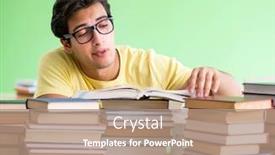  Presentation with many books - Slides enhanced with student-with-too-many-books background and a coral colored foreground