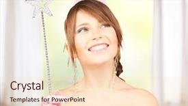  Presentation with wizard - PPT theme having student wizard - happy girl in party cap background and a lemonade colored foreground