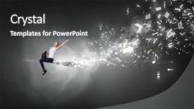  Presentation with wizard - Presentation theme featuring student wizard - woman fly on besom background and a  colored foreground