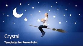  Presentation with wizard - Slides consisting of student wizard - young girl in casual flying background and a  colored foreground