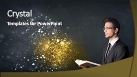  Presentation with magical - PPT theme consisting of student wizard - young guy reading a magical background and a  colored foreground