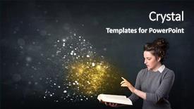  Presentation with magical - Colorful slide deck enhanced with student wizard - young lady reading a magical backdrop and a  colored foreground