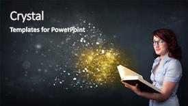  Presentation with book of magic mystical - Presentation design consisting of student wizard - young lady reading a magical background and a  colored foreground