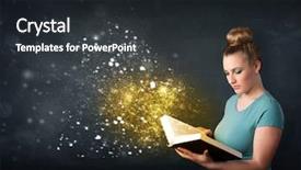  Presentation with fairy tale magical world reading - Slide deck consisting of student wizard - young lady reading a magical background and a  colored foreground