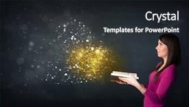  Presentation with fairy tale magical world reading - Presentation having student wizard - young lady reading a magical background and a  colored foreground