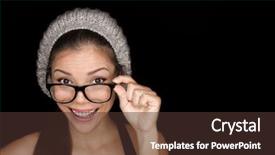  Presentation with black women student - Slide set having student woman wearing eyewear glass background and a tawny brown colored foreground