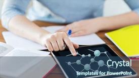  Presentation with art stem education science technology - Slides having student woman with molecule formula background and a  colored foreground