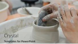  Presentation with pottery - Presentation enhanced with student-work-on-making-ceramic background and a light gray colored foreground