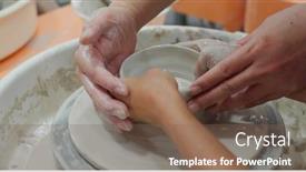  Presentation with pottery - Presentation enhanced with student-work-on-making-ceramic background and a violet colored foreground