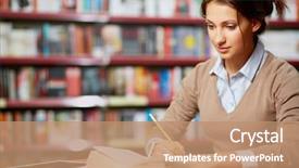  Presentation with self esteem for a college student - Presentation design with student working in college library background and a coral colored foreground