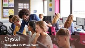  Presentation with high school - Presentation theme consisting of student working in computer class background and a tawny brown colored foreground