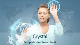  Presentation with future education - Beautiful presentation theme featuring student working with virtual backdrop and a light blue colored foreground