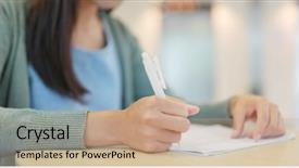  Presentation with student writing - Slide deck with student writing note at school background and a coral colored foreground