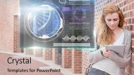  Presentation with education graphics - Presentation design featuring studentread newspaper - digital composite of female student background and a soft green colored foreground