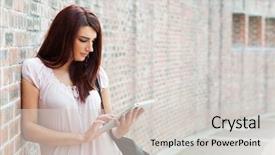  Presentation with brain computer interface - Audience pleasing slides consisting of studentread newspaper - focused student using a tablet backdrop and a soft green colored foreground