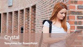  Presentation with computer - Beautiful slide set featuring studentread newspaper - serious student using a tablet backdrop and a  colored foreground