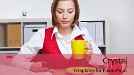  Presentation with coffee cup - Slides featuring studentread newspaper - woman in office taking background and a red colored foreground