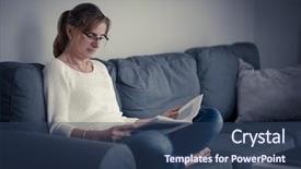  Presentation with reading - Audience pleasing slide deck consisting of studentread newspaper - woman reading magazine backdrop and a ocean colored foreground