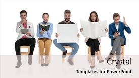  Presentation with information - Presentation having studentread newspaper - young group of people getting background and a lemonade colored foreground