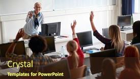  Presentation with professor - Audience pleasing theme consisting of students-answering-professor-questions backdrop and a tawny brown colored foreground