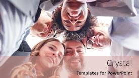  Presentation with teambuilding - Cool new slide set with students-as-a-creative-start backdrop and a coral colored foreground